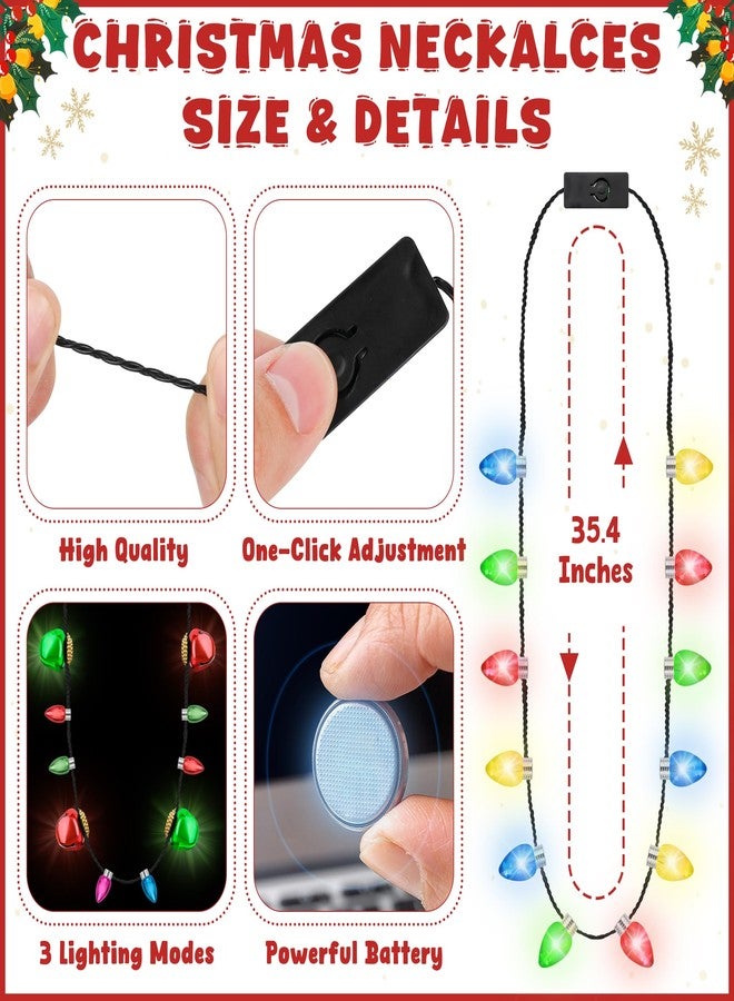 Traplace 10 PCS Christmas Light Necklace Accessories, 3 Flash Modes Christmas Party Favors, 10 Kinds of Wearable Xmas Lights Necklace, Colorful Xmas Decorations for Ugly Sweater Party Supplies Holiday Decor - Image 3